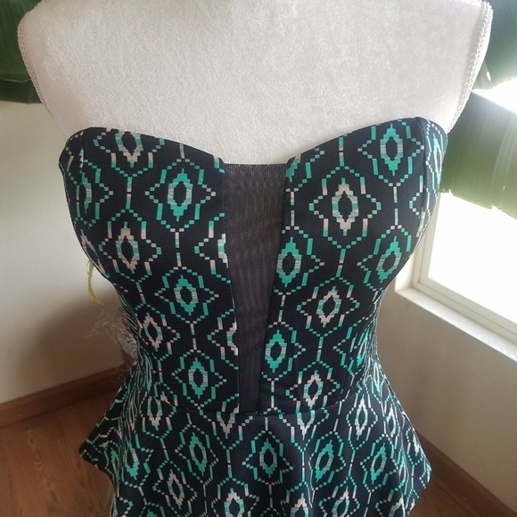 Hot Gal Large Strapless Dress Black Green Padded - Picture 2 of 8